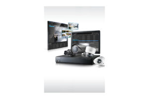 Digitale Überwachungsgeräte mit Monitoren und Überwachungskameras.