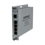 Ein selbstverwalteter Ethernet-Switch von Comnet mit mehreren Netzwerkanschlüssen und Herstellerinformationen auf der Vorderseite.