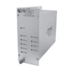 Ein 8-Kanal-Videoreceiver von ComNet, Modell FVR81, mit Anschlüssen für Video und Strom.