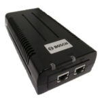 Ein schwarzes elektronisches Gerät von Bosch mit zwei Ethernet-Anschlüssen auf der Vorderseite.