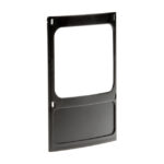 Ein schwarzer rechteckiger Kunststoffrahmen mit abgerundeten Ecken und einer größeren Öffnung in der Mitte.