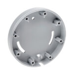 Gehäuseunterteil aus Kunststoff in runder Form mit mehreren Befestigungspunkten.