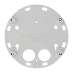 Runde elektrische Abzweigdose mit mehreren Montageschraubenlöchern und der Beschriftung "Junction Box".