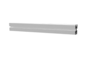 Ein Paar graue Metallprofilstreben in horizontaler Ausrichtung.