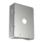 Metallplatte mit mehreren Schraublöchern und einem zentralen runden Loch.