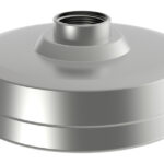 Silbernes, zylindrisches Metallteil mit Gewinde an der Oberseite.