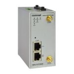 Ein industrieller LTE-Router von Comnet mit zwei Ethernet-Ports und Anschlüssen für zwei Antennen.