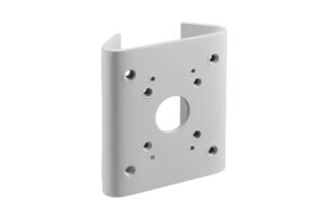 Metallhalterung mit mehreren Bohrungen und gebogenem Design.