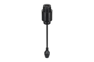 Schwarzer zylindrischer Sensor mit langem Stab und Anschluss am Ende.