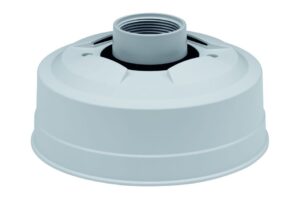 Weiße Kunststoffadapterkappe mit Gewinde und symmetrischem Design.