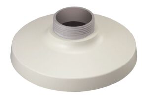 Runder weißer Adapter oder Sockel mit einer zentralen Gewindeverbindung.