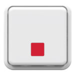 Weißer quadratischer Taster mit rotem Quadrat in der Mitte.