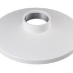 Weiße runde Montagebasis mit einem Gewinde in der Mitte.