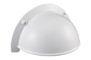 Weiße Wandlampe mit halbkugelförmigem Design.