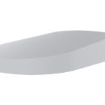 Ein graues, flaches, ovales Gerät mit einer kleinen Öffnung an der Vorderseite.