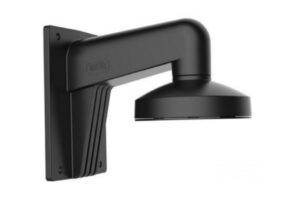 Schwarze Wandhalterung für Sicherheitskamera mit abgewinkeltem Arm.