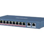 Ethernet Switch, unmanaged 8x RJ45, 2x RJ45 Uplink, PoE 110W, 48VAC