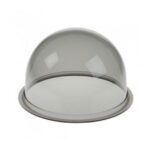 Eine transparente, halbkugelförmige Abdeckung aus Kunststoff auf einem flachen Sockel.