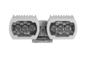 Zwei LED-Leuchten mit rechteckigen Gehäusen, nebeneinander montiert.