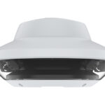 Ein weißes, schüsselförmiges elektronisches Gerät mit Kameras unter einer transparenten Abdeckung.