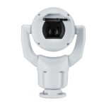 Eine weiße Überwachungskamera mit beweglicher Halterung.