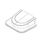 Strichzeichnung eines architektonischen Bauteils mit abgerundeten Ecken und gestufter Basis.