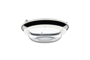 LED-Deckenleuchte mit rundem, transparentem Gehäuse.
