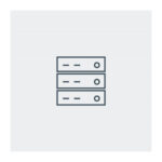 Icon eines stilisierten Servers mit drei übereinander liegenden Einheiten.