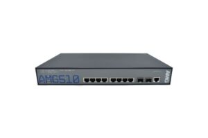 Ein Netzwerk-Switch mit mehreren Ethernet-Ports, Modellbezeichnung AMG510 auf der Vorderseite.
