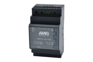 Ein schwarzes AMG-Netzteilmodul mit Modellnummer AMGPSU-I24-P60 auf weißem Hintergrund.