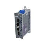 Ein Gerät mit der Aufschrift "AMG250", ausgestattet mit mehreren Ethernet-Anschlüssen und einem Glasfaseranschluss.