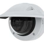 Weiß-graue Sicherheitskamera mit Kuppelgehäuse.