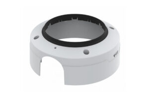 Weißer zylindrischer Adapter mit schwarzem Innenring und mehreren Löchern.