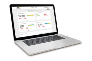 Ein Laptop mit einem geöffneten Dashboard, das Besucheranalyse-Daten von AXIS anzeigt.
