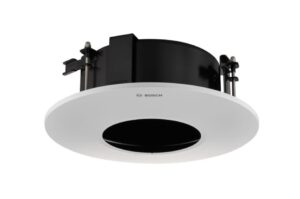 Einbau-Deckenlautsprecher von Bosch, schwarzes Gehäuse mit weißer Blende.