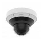 Eine Wisenet-Überwachungskamera mit kuppelförmigem Design.