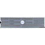 Ein Avigilon-Gerät mit weißer Frontblende und Wabenmuster, zentraler Markenname.