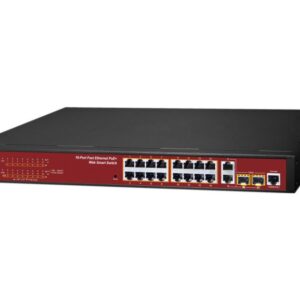 Ethernet Switch, Web Smart, 16x RJ45 (PoE), 2x SFP, 2x RJ45 (Upload)