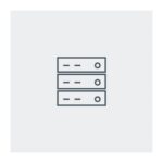 Symbol eines Servers mit drei gestapelten Festplatten in einer Reihe.