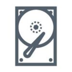 Symbol eines Festplattenlaufwerks, stilisiertes Design.