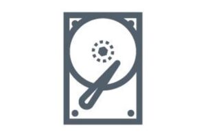 Symbol eines Festplattenlaufwerks, stilisiertes Design.