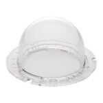 Transparente Kunststoffkuppel in halbkugelförmigem Design mit flachem Rand.