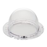 Eine transparente, kuppelförmige Abdeckung aus Kunststoff auf einer runden Basis.