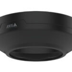 Schwarzes, kuppelförmiges Kamera-Zubehör mit dem Schriftzug "AXIS Communications".