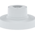Weiße, zylinderförmige Halterung mit breitem Sockel, geeignet für Deckenmontage.