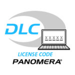 Logo mit der Aufschrift "DLC License Code Panomera" und einer Abbildung eines Laptops.