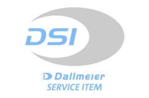Logo mit der Aufschrift "DSI" in blauer Schrift vor einem grauen Hintergrund. Darunter in blauer Schrift "Dallmeier SERVICE ITEM".