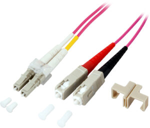 LWL Patchkabel, Duplex Jumper, LC-SC 50/125µ, OM4, LSZH, erika violett, 2.0mm, 2m