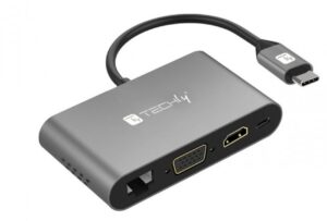 USB Typ-C Docking Station auf  2x USB3.0, HDMI, VGA, RJ45,  USB Typ-C, SD-Slot