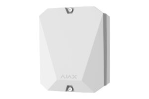 Ein weißes, sechseckiges Gerät mit der Aufschrift "AJAX".